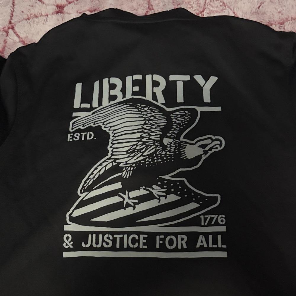 Top of the World Black Short-Sleeve Tee with Silver Liberty Eagle Graphic